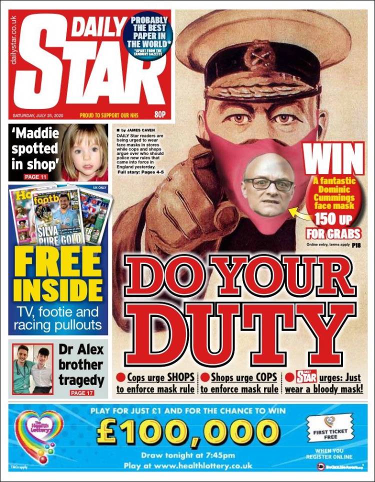 Portada de Daily Star (Reino Unido)