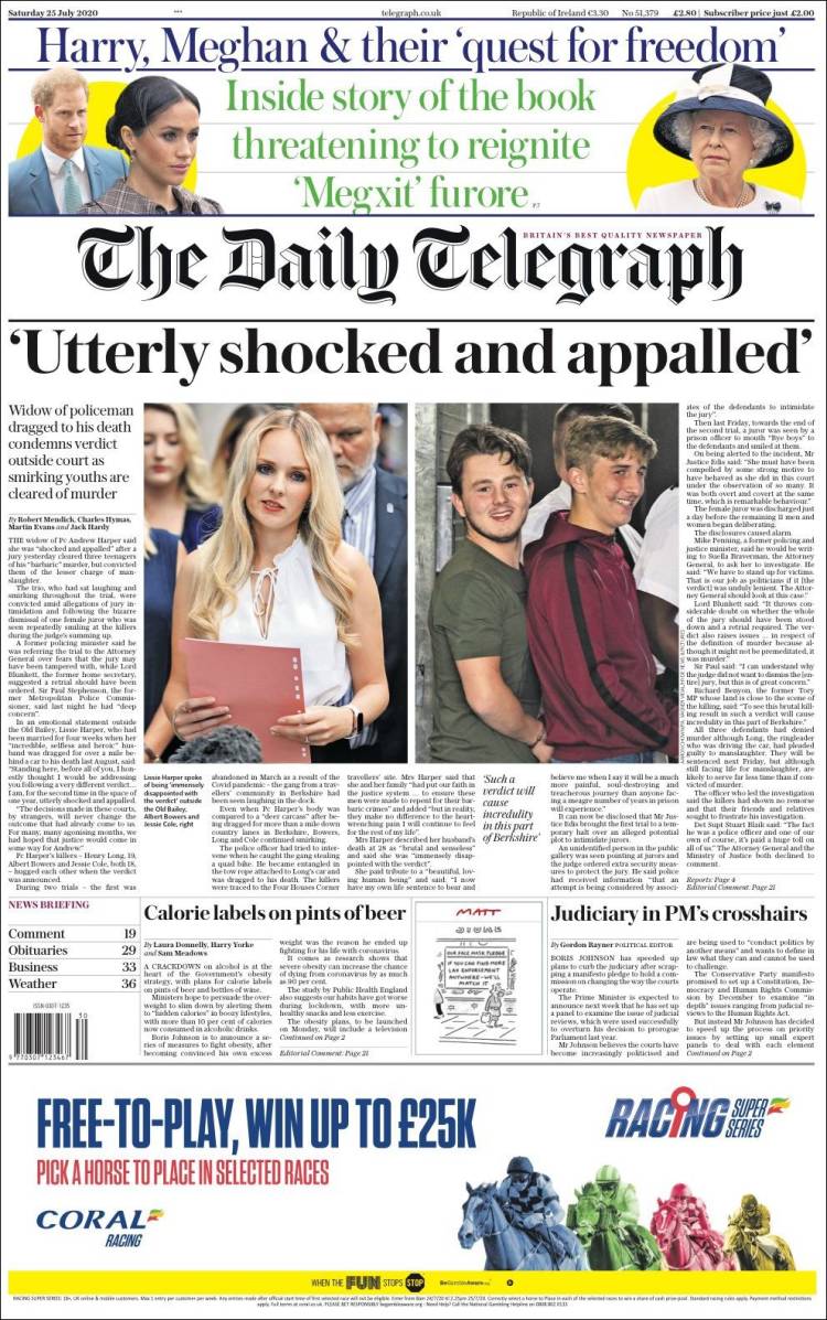 Portada de Daily Telegraph (Reino Unido)