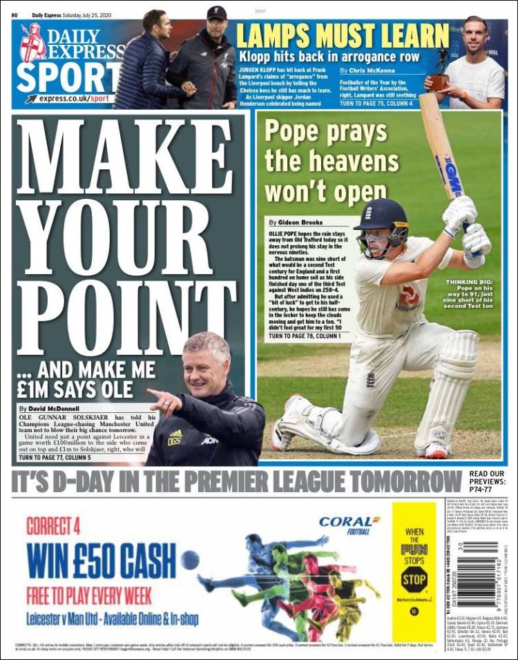 Portada de Express Sport (Reino Unido)