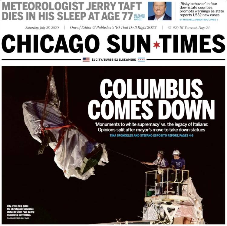 Portada de Chicago Sun-Times (USA)