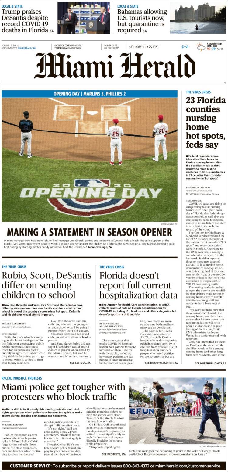 Portada de Miami Herald (États-Unis)