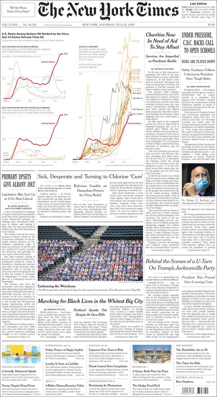 Portada de New York Times (États-Unis)