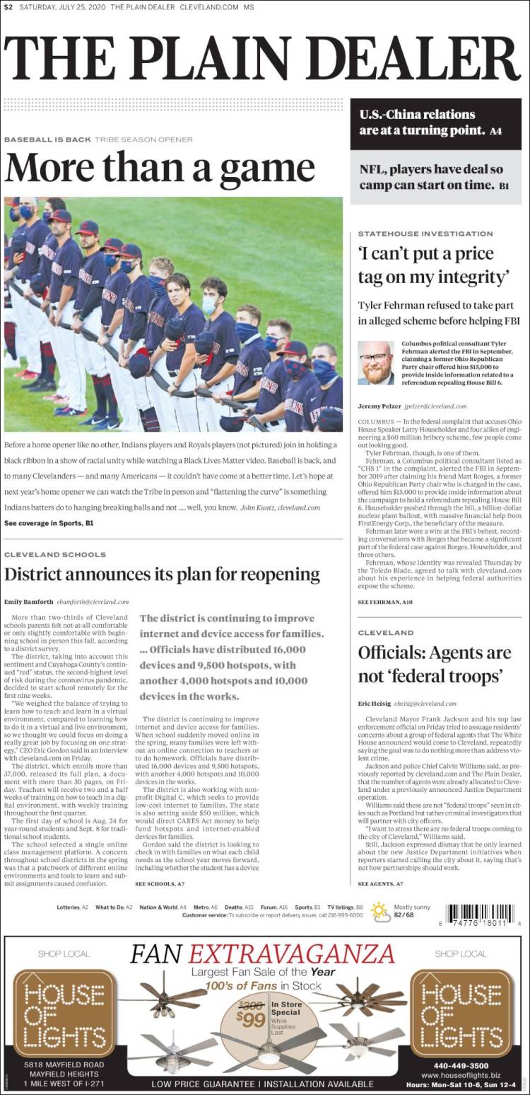 Portada de The Plain Dealer (USA)