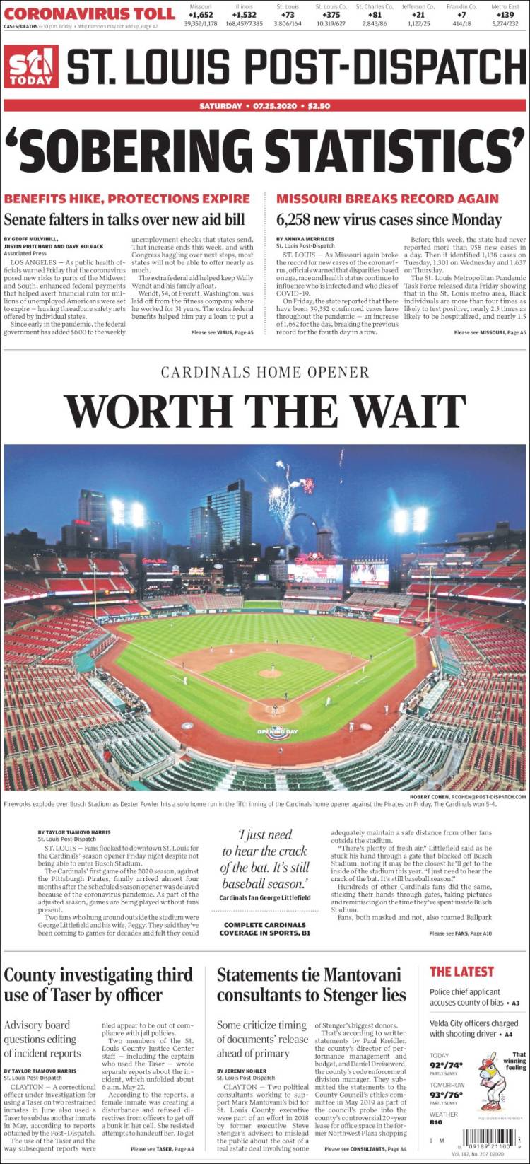 Portada de St. Louis Post-Dispatch (États-Unis)