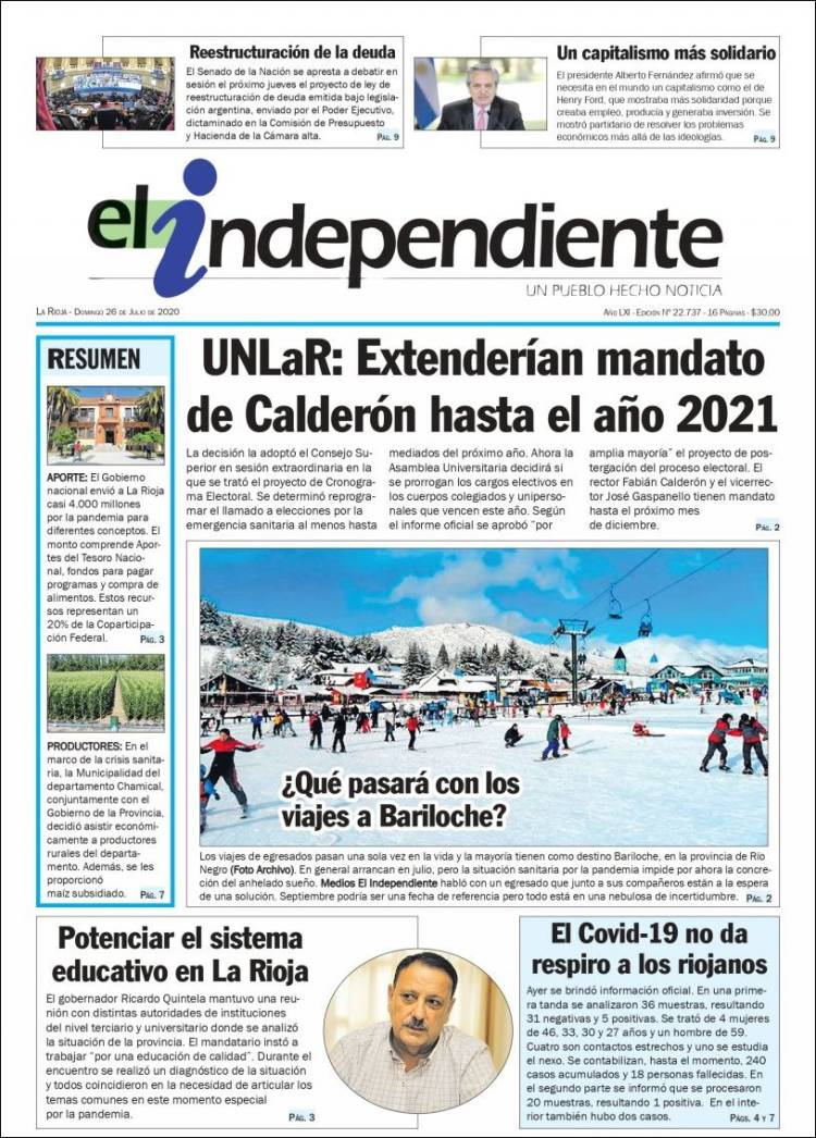 Portada de El Independiente (Argentina)