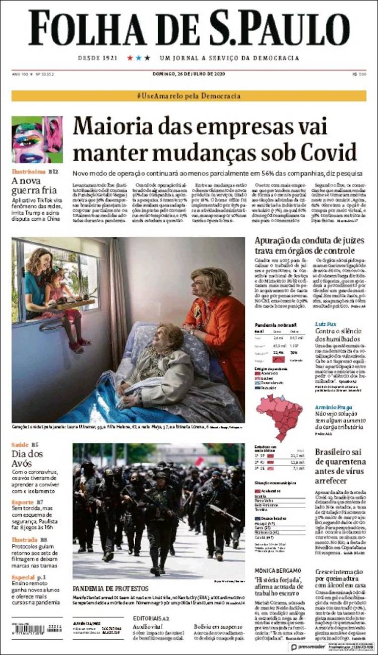 Portada de Folha de São Paulo (Brasil)