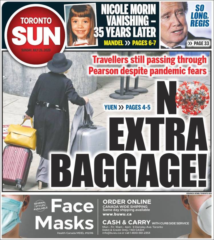 Portada de The Toronto Sun (Canadá)