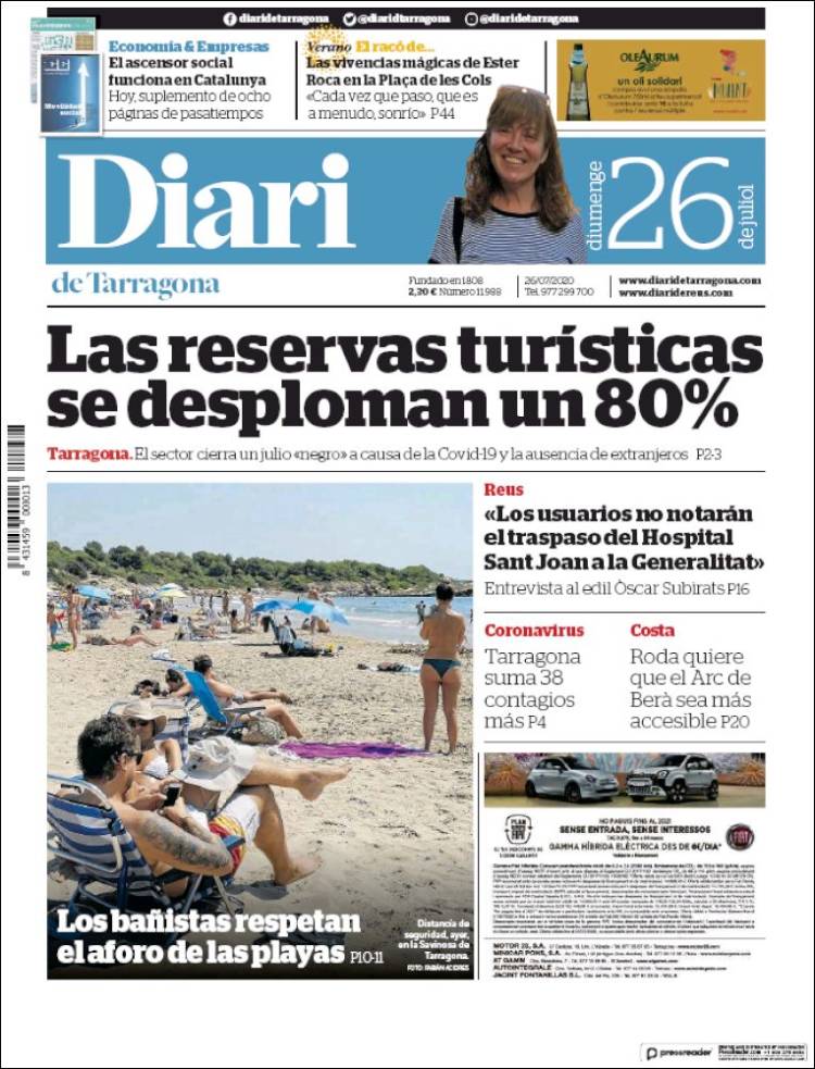 Portada de Diari de Tarragona (España)