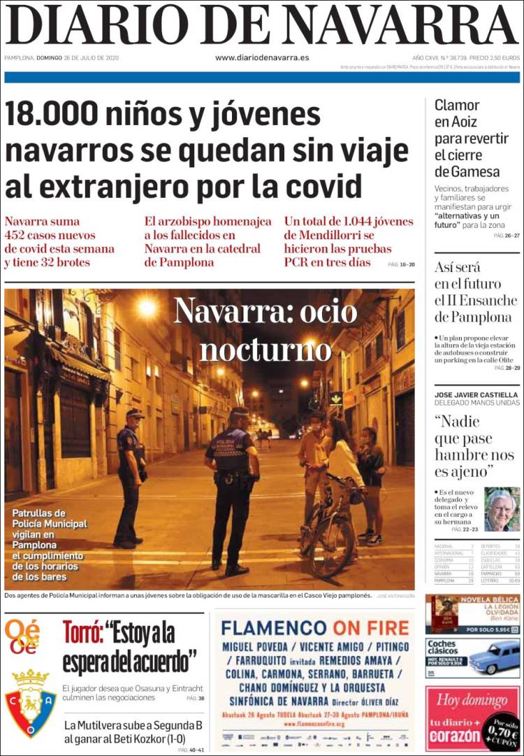 Portada de Diario de Navarra (Espagne)