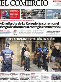 Portada de El Comercio (Espagne)