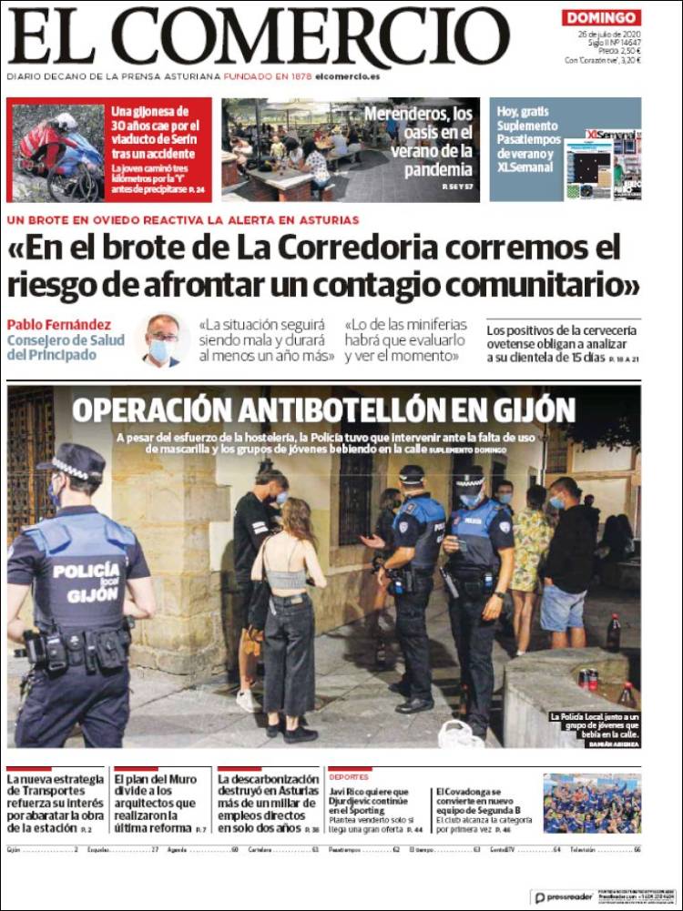 Portada de El Comercio - Gijón (Espagne)