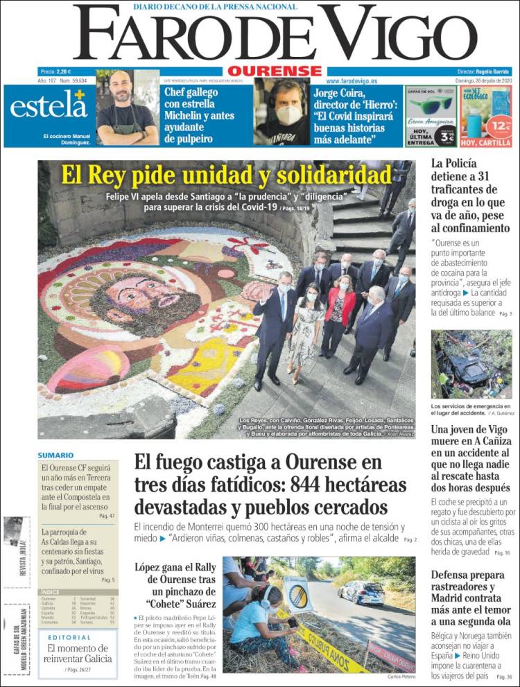 Portada de El Faro de Vigo - Ourense (Espagne)