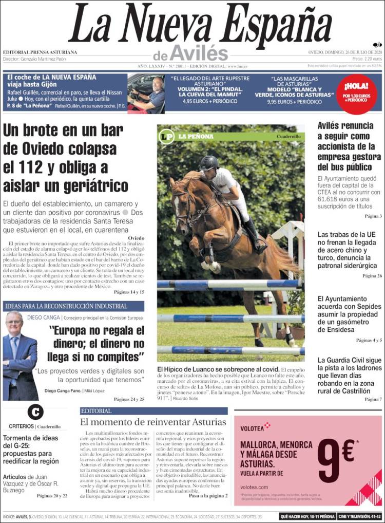 Portada de La Nueva España - Avilés (España)