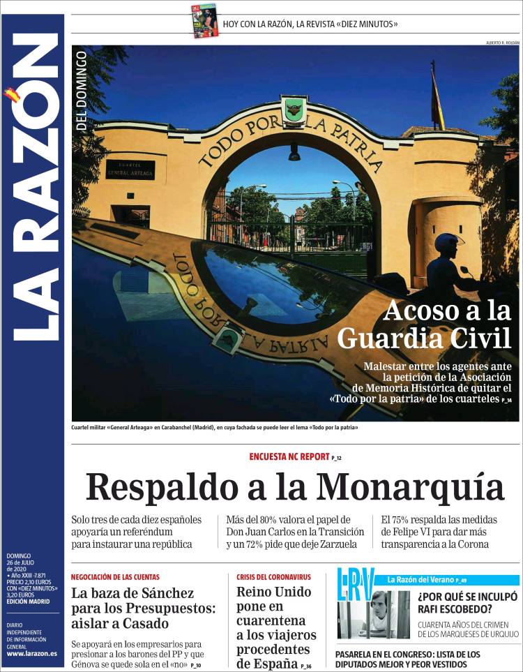 Portada de La Razón (España)