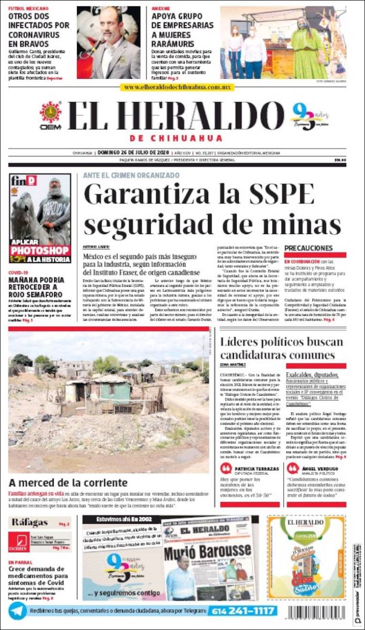 Portada de El Heraldo de Chihuahua (México)