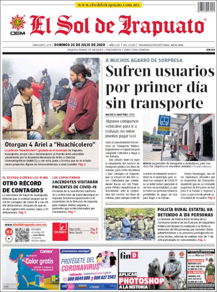 Portada de El Sol de Irapuato (México)