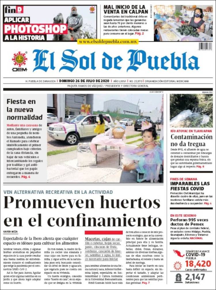 Portada de El Sol de Puebla (México)