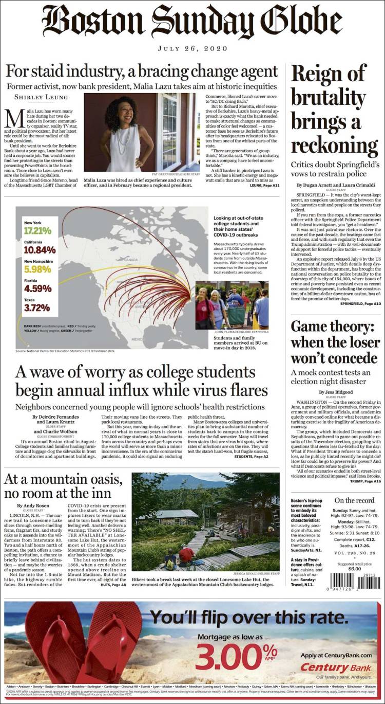 Portada de Boston Globe (USA)