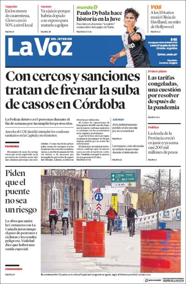 Portada de La Voz del Interior (Argentina)