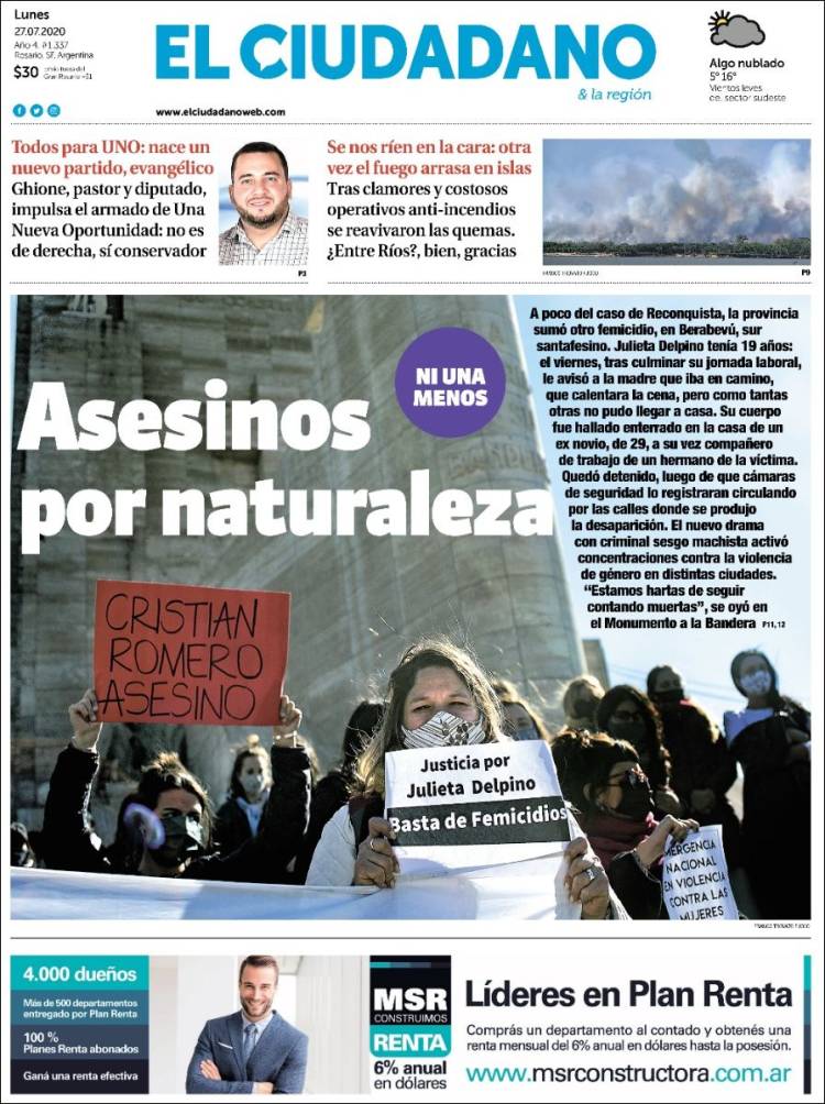 Portada de Diario El Ciudadano (Argentina)