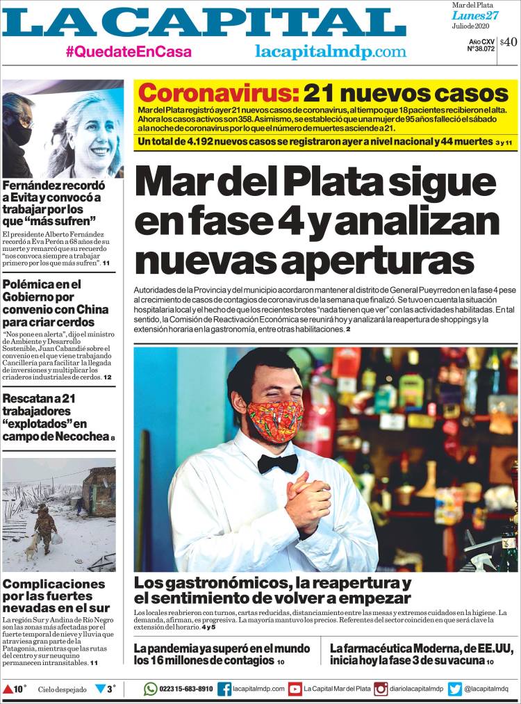 Portada de Diario La Capital - Mar del Plata (Argentina)