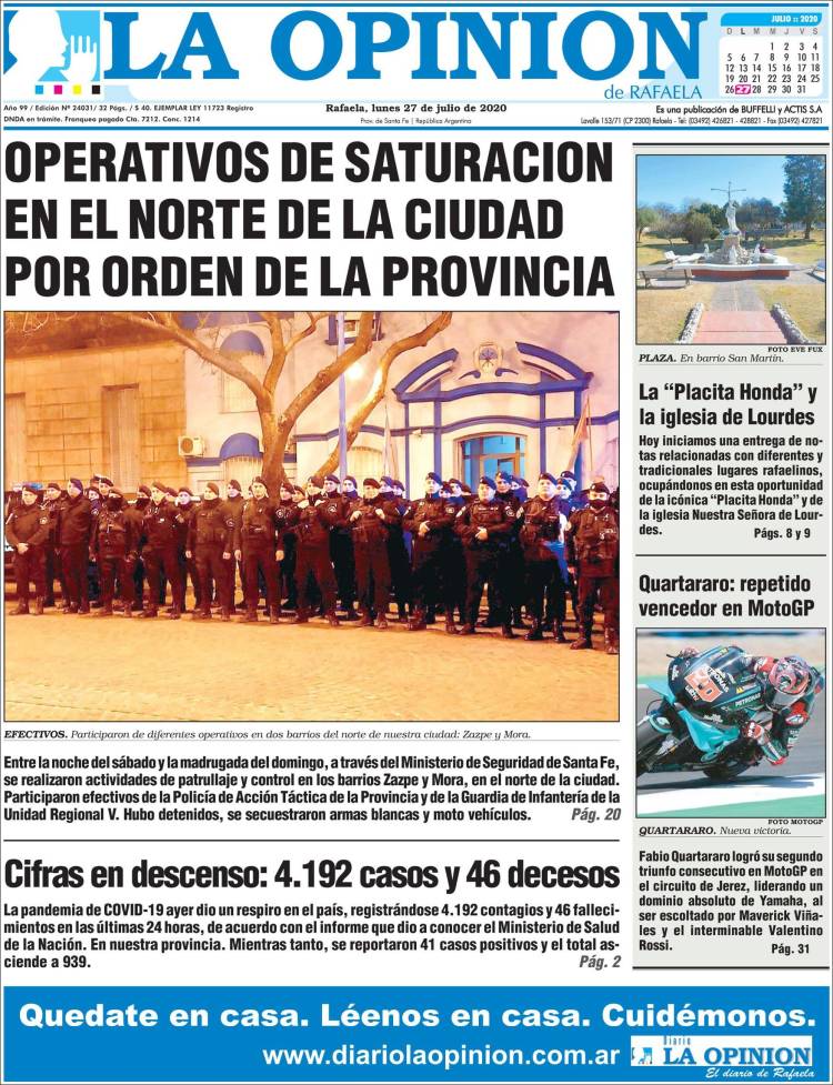 Portada de La Opinión (Argentina)