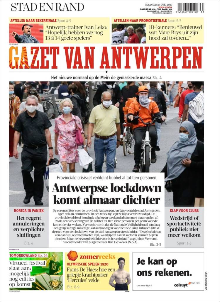 Portada de Gazet van Antwerpen (B&eacute;lgica)