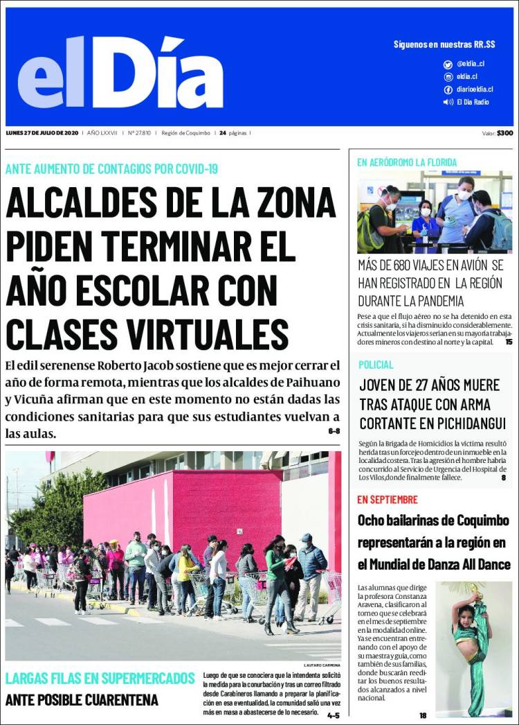 Portada de El Día (Chile)