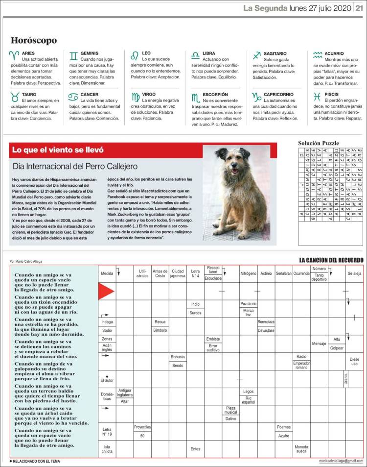 Portada de La Segunda (Chile)