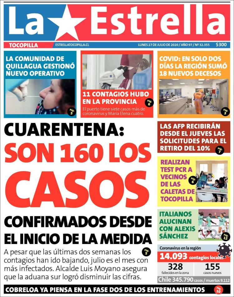 Portada de La Estrella de Tocopilla (Chile)