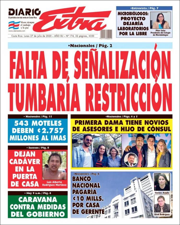 Portada de Diario Extra (Costa Rica)