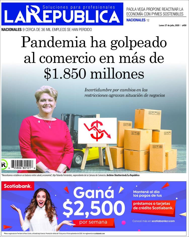 Portada de La República (Costa Rica)