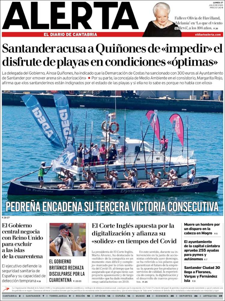 Portada de Alerta - El Diario de Cantabria (Spain)