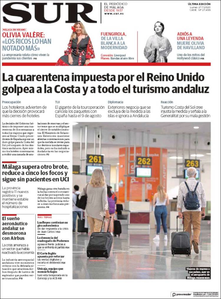 Portada de Diario el Sur (España)