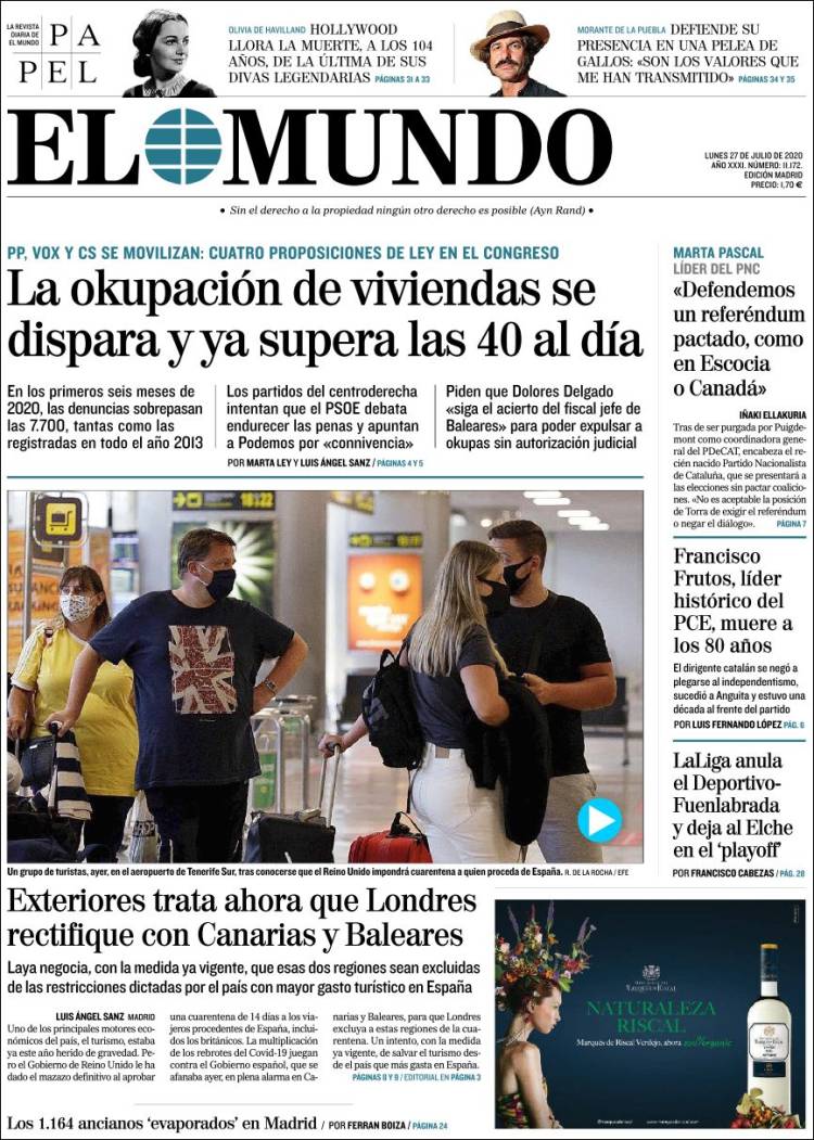 Portada de El Mundo (España)