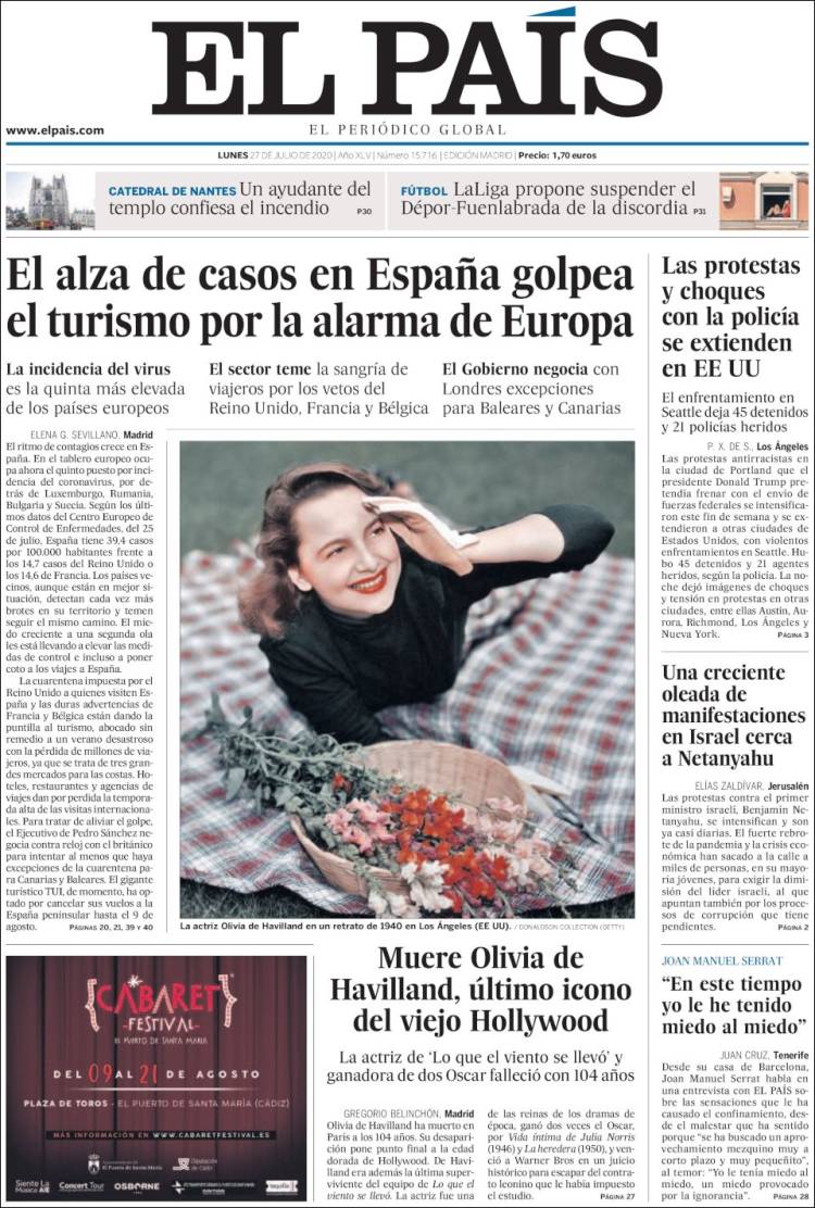 Portada de El País (España)