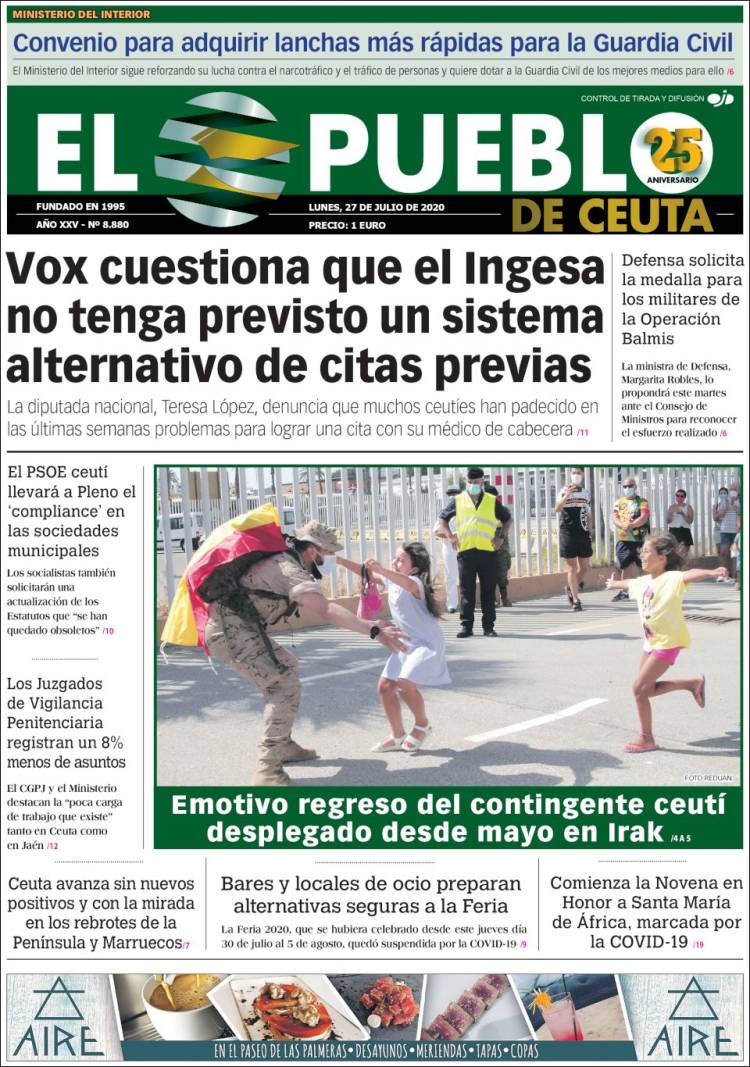 Portada de El Pueblo de Ceuta (España)