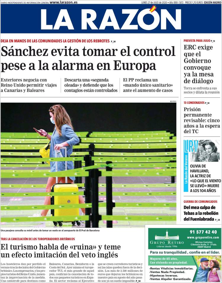 Portada de La Razón (España)