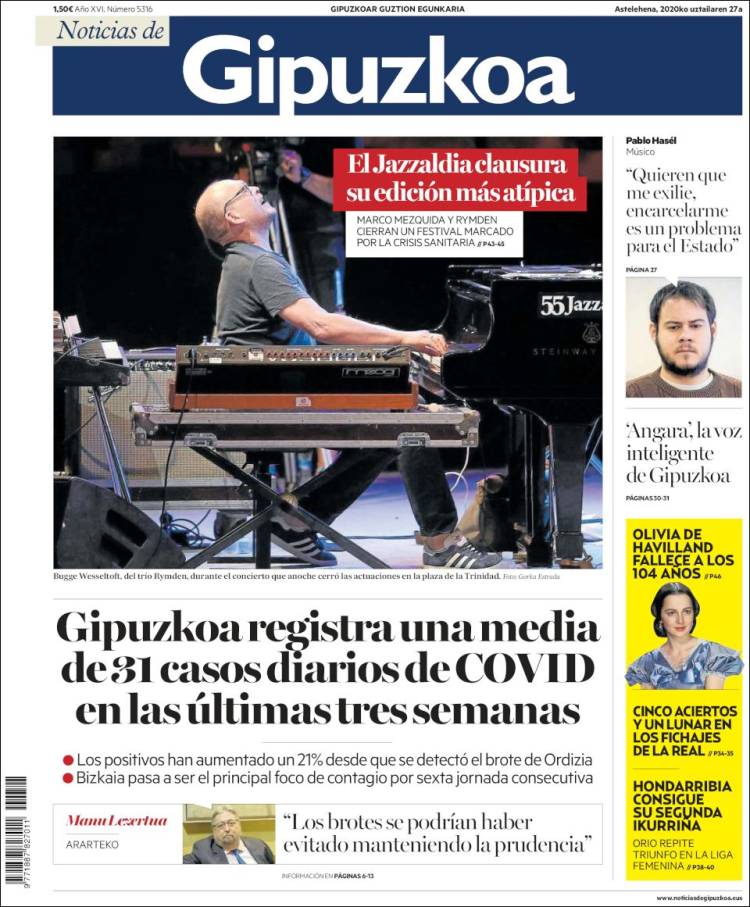 Portada de Noticias de Gipuzkoa (España)