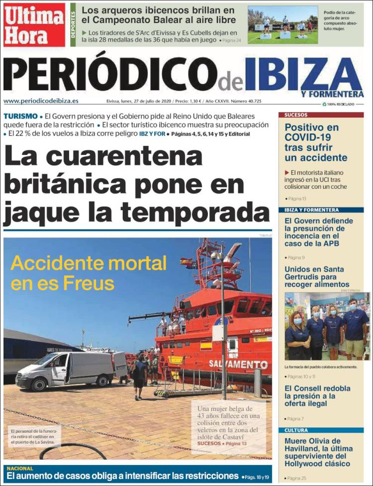 Portada de Periódico de Ibiza (España)