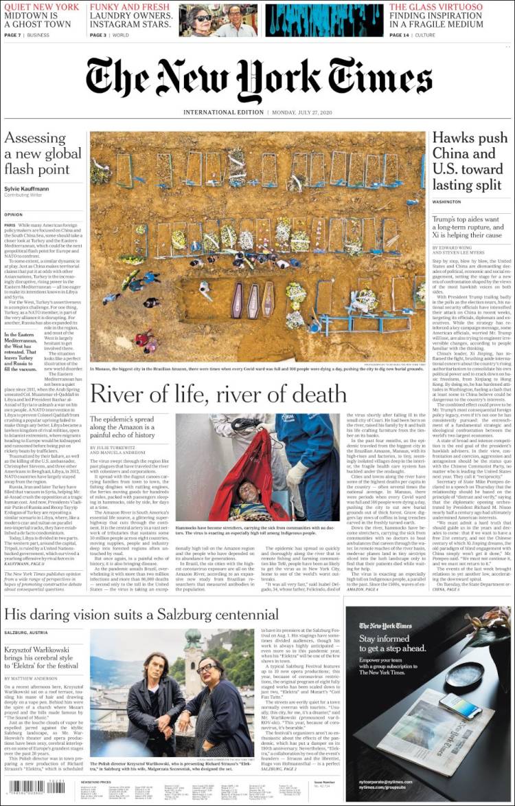 Portada de International New York Times (Europa)