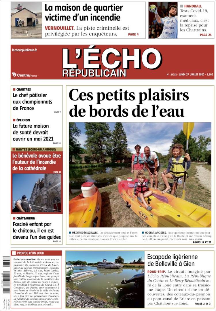 Portada de L'Echo Républicain (Francia)