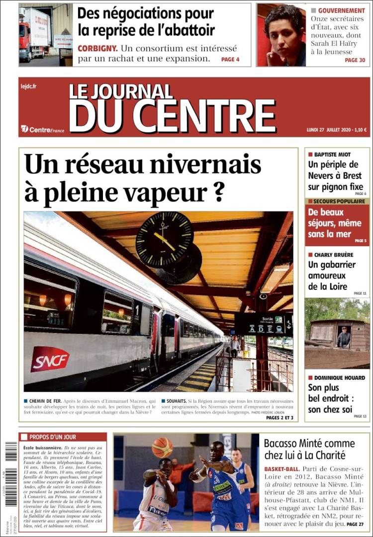 Portada de Le Journal du Centre (Francia)