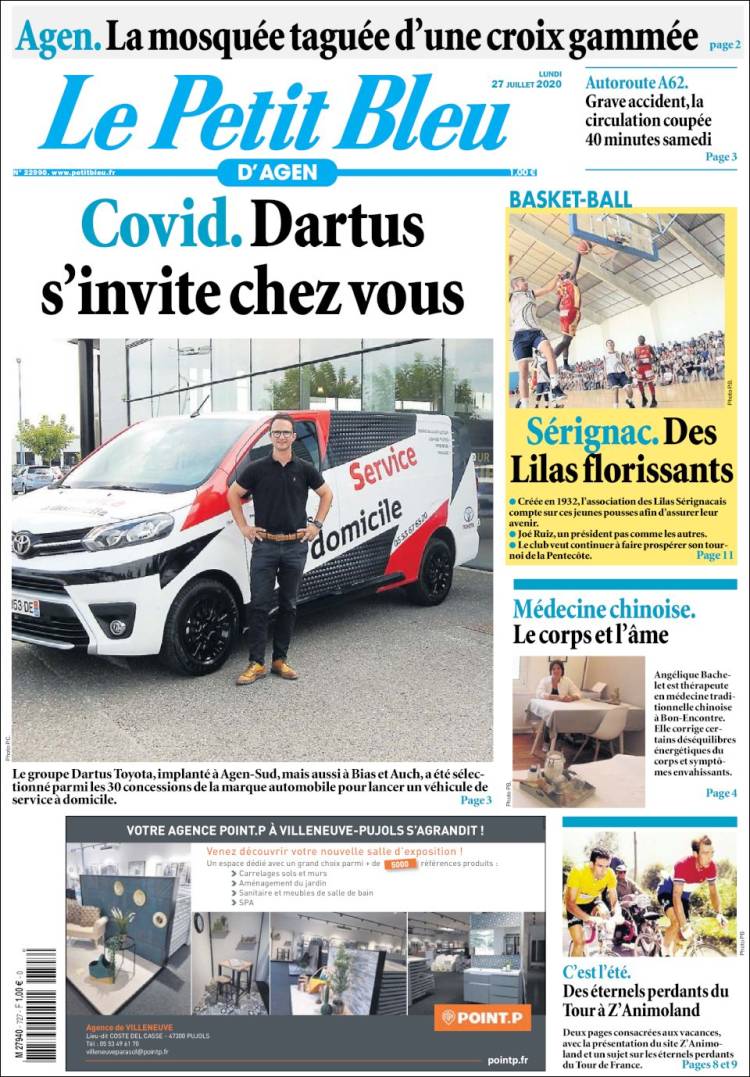 Portada de Le Petit Bleu (Francia)