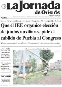 Portada de La Jornada de Oriente - Puebla (Mexico)