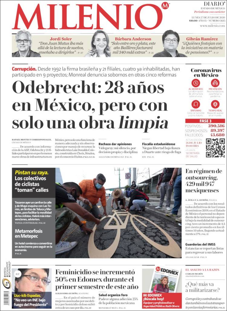 Portada de Milenio - Estado de México (México)