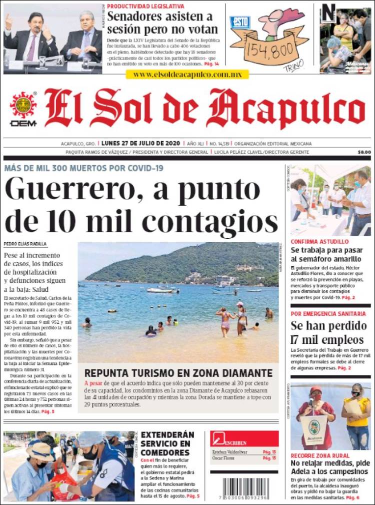 Portada de El Sol de Acapulco (México)