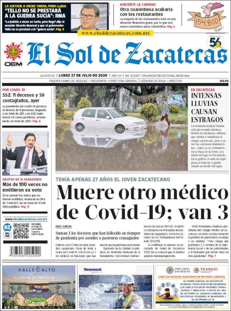 Portada de El Sol de Zacatecas (Mexico)