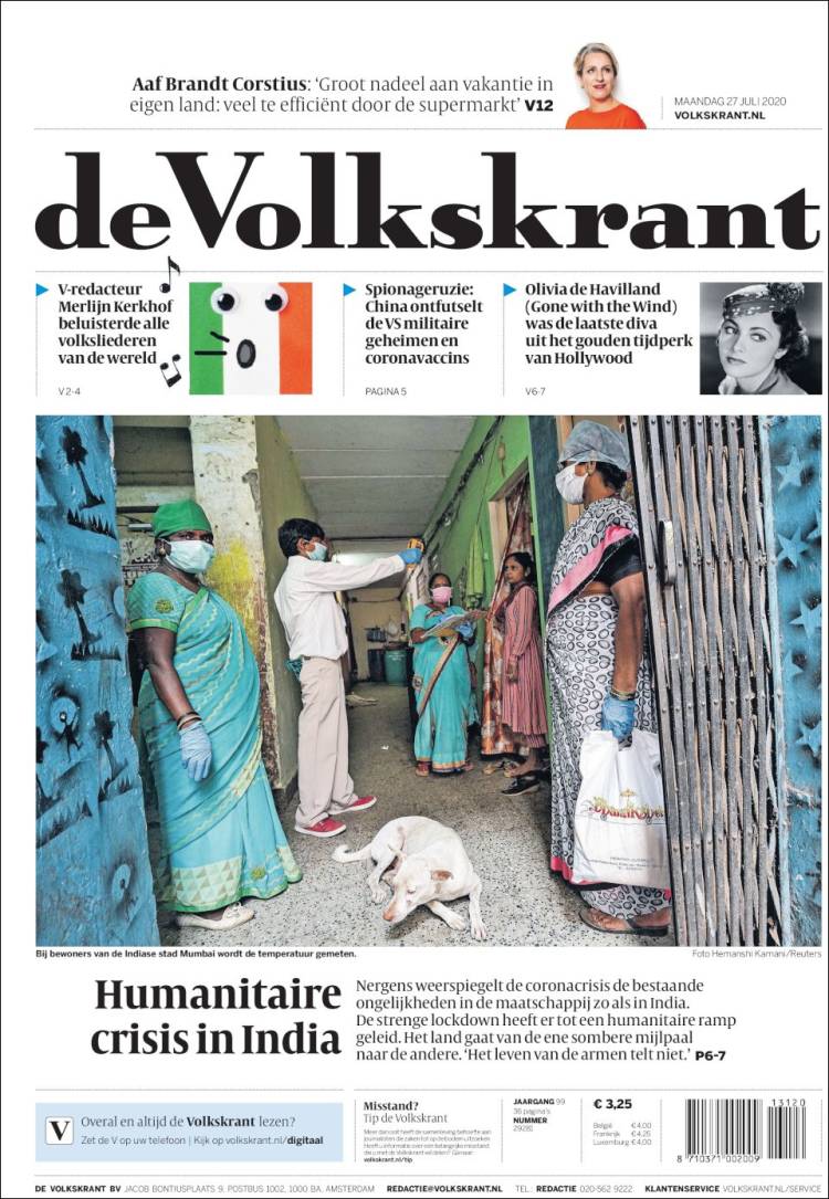 Portada de De Volkskrant (Pa&iacute;ses Bajos)