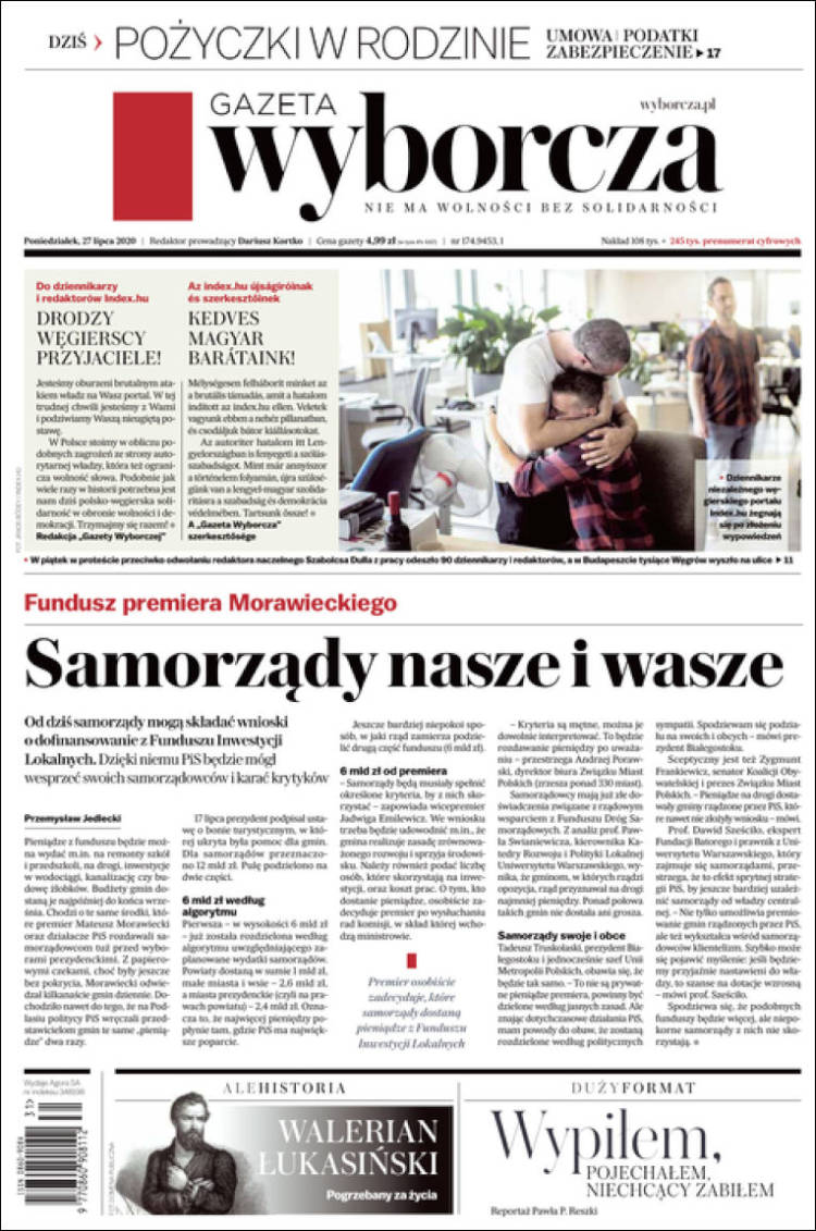Portada de Gazeta Wyborcza (Polonia)